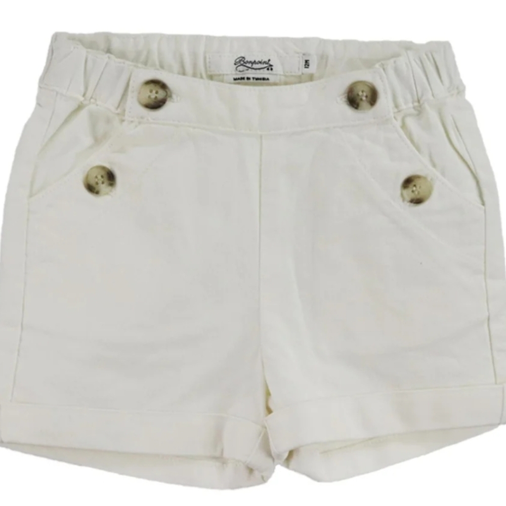 Bonpoint Cream High Waist Shorts with Button Detail